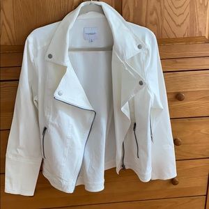 Liverpool White Denim Moto Jacket
